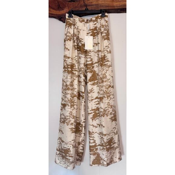 Max Mara Pants - NWT Auth. Max Mara 100% Silk Acume Beige/Tan Wide Leg Pants Size 38/US 8